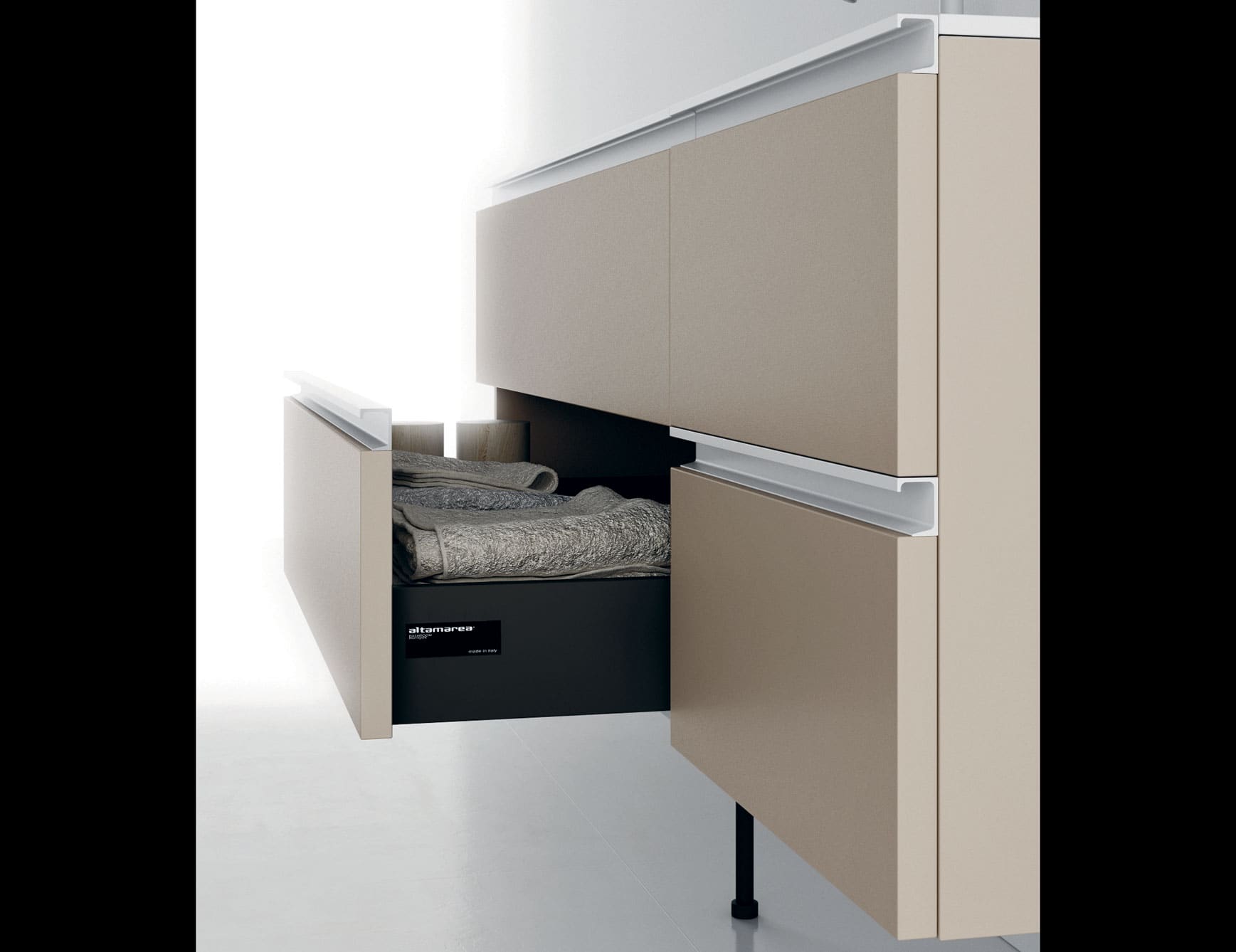 Composition 8 modern Italian bathroom vanity with beige Rovere Termocotto wood